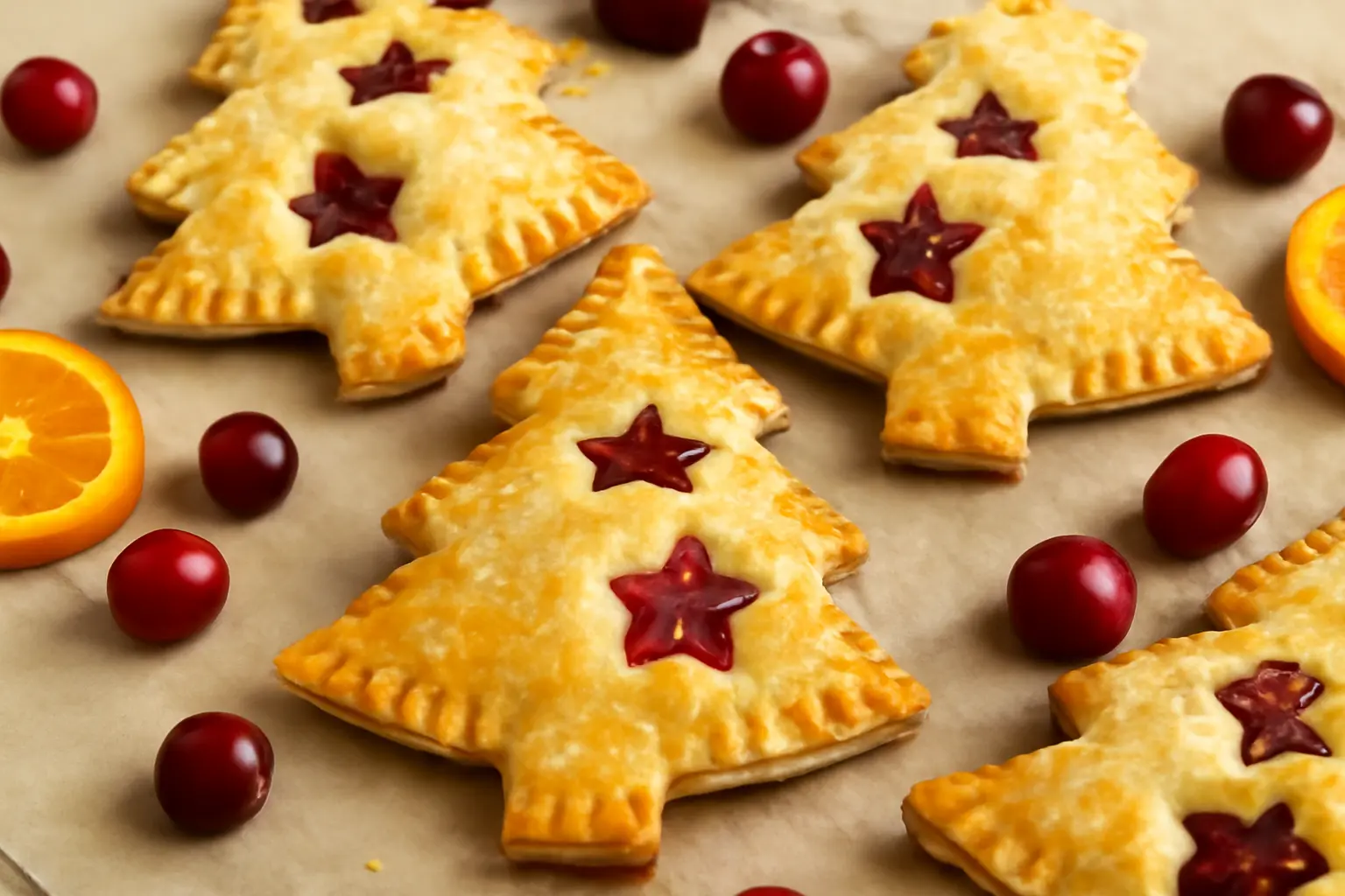 Cranberry & Orange Christmas Tree Pies
