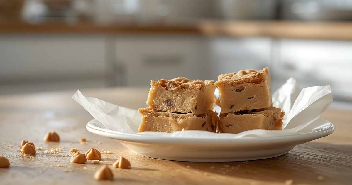 Dreamy Cookie Butter Fudge in a decorative dish