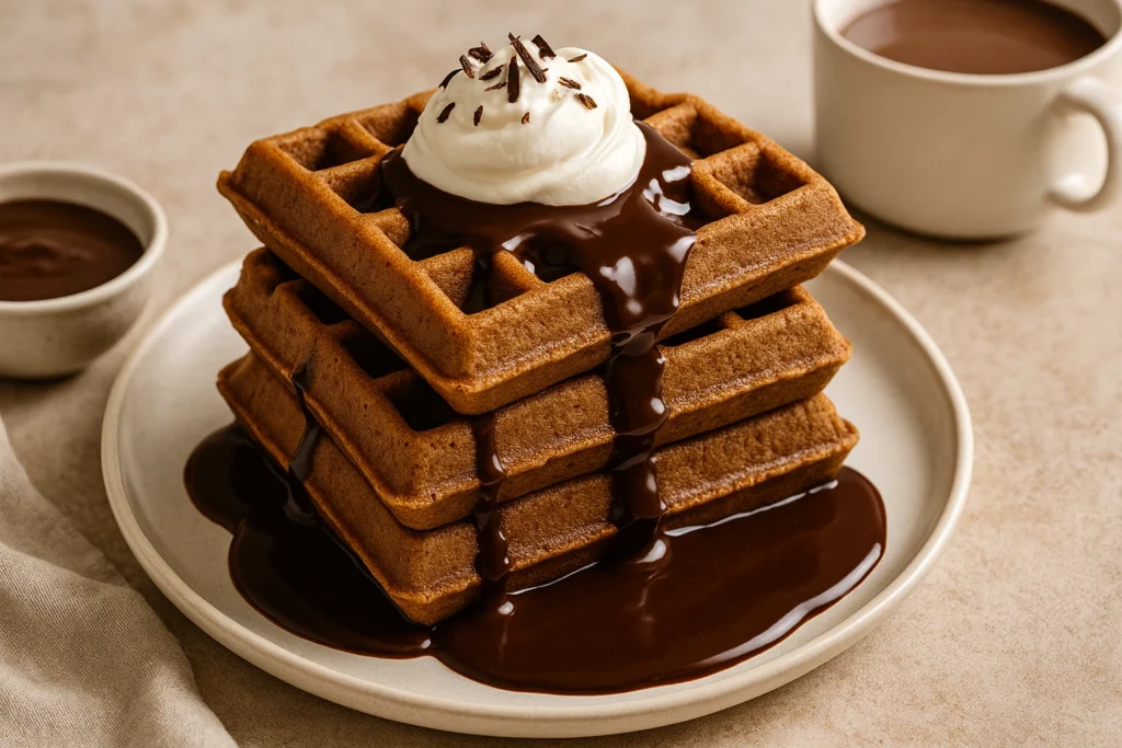How to Make Gingerbread Waffles with Hot Chocolate Sauce at Home