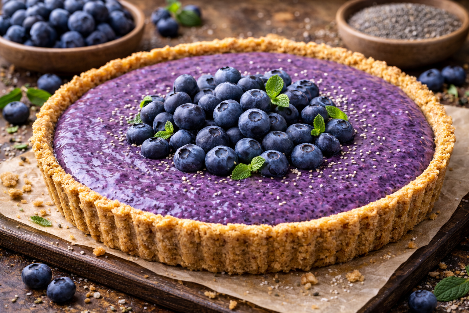 No-Bake Blueberry Chia Seed Pie
