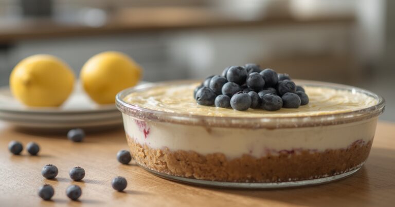 No Bake Lemon Blueberry Cheesecake