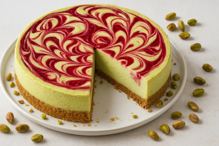 Pistachio Raspberry Swirl Cheesecake Recipe